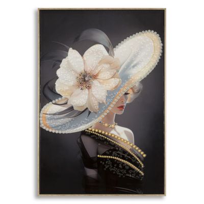 Kendra Home - Stampa su Tela Donna con Fiore, Multicolore, 62x4x92 cm