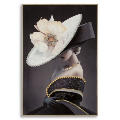 Kendra Home - Stampa su Tela Donna con Fiore 1, Multicolore, 62x4x92 cm