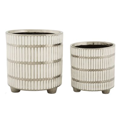Kendra Home - 2 pcs Decorative Vases Set VKH386, White, 22,5x22,5x24 cm