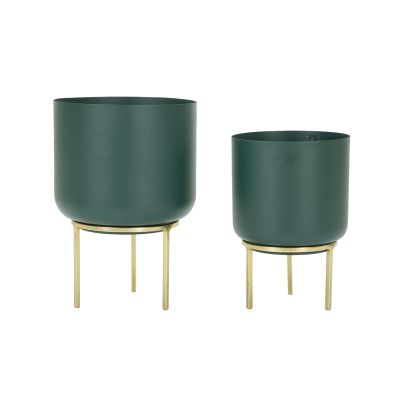 Kendra Home - Set di 2 Vasi per Piante VKH401, Verde, 20x20x29 cm