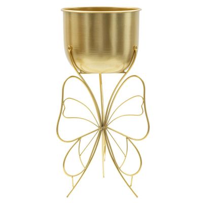 Kendra Home - Vaso per Piante Farfalla 4, Oro, 22x22x45 cm