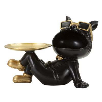 Kendra Home - Vassoio Cane 18, Nero, 27x17x18,5 cm