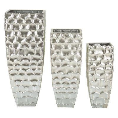 Kendra Home - Set di 3 Vasi Decorativi VKH422, Argento, 38,1x38,1x90,8 cm