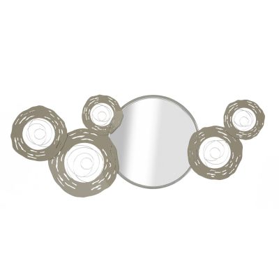 Kendra Home - Decorazione in Metallo 3D Cerchi 18, Argento, 106x3,8x48 cm