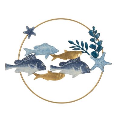 Kendra Home - Decorazione in Metallo 3D Pesce 5, Multicolore, 77x5x63 cm