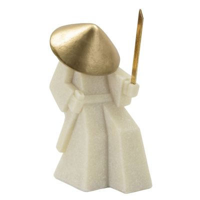 Kendra Home - Scultura Giappone 2, Bianco, 14x9x24,5 cm