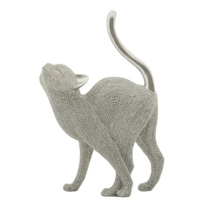 Kendra Home - Sculpture Cats 4, Silver, 17,5x9x26 cm