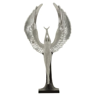 Kendra Home - Scultura Fenice, Argento, 26x9x48 cm