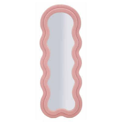 Kendra Home - Specchio con Cornice Onda 4, Rosa, 60x4x160 cm