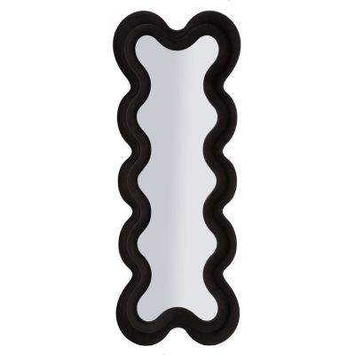 Kendra Home - Specchio con Cornice Onda 5, Nero, 58x4x160 cm