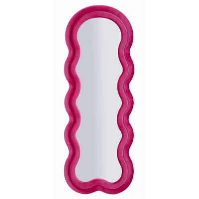 Specchio da parete Miki XL con cornice in velluto fucsia