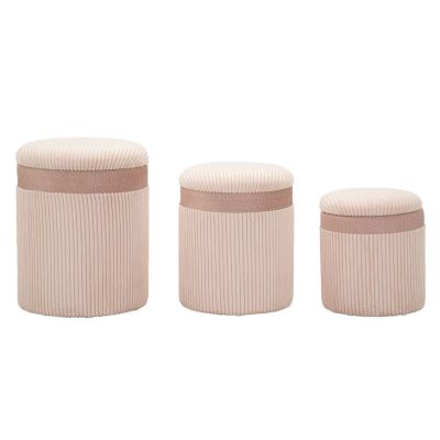 Kendra Home - Set di 3 Pouf VKH769, Rosa, 40,5x40,5x49,5 cm