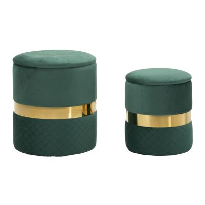 Kendra Home - Set di 2 Pouf VKH870, Verde, 37x37x42 cm