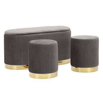 Kendra Home - Panca con Portaoggetti VKH875, Grigio, 80x37x42 cm