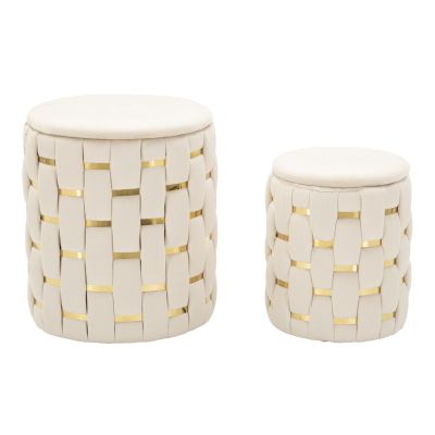 Kendra Home - 2 pcs Poufs Set VKH871, Beige, 37x37x42 cm
