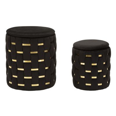 Kendra Home - Set di 2 Pouf VKH872, Nero, 37x37x42 cm