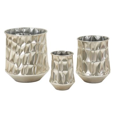Kendra Home - Set di 3 Vasi Decorativi VKH775, Argento, 35x35x38,5 cm