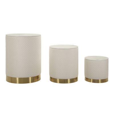 Kendra Home - Set di 3 Pouf VKH770, Beige, 60x60x80 cm