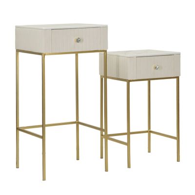 Kendra Home - Set Tavolini VKH771, Beige, 45x45x90 cm