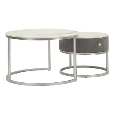Kendra Home - Set Tavolini VKH796, Grigio, 70x70x45 cm