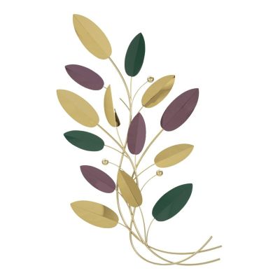 Kendra Home - Decorazione in Metallo 3D Foglie 1, Multicolore, 59x3,8x98,4 cm