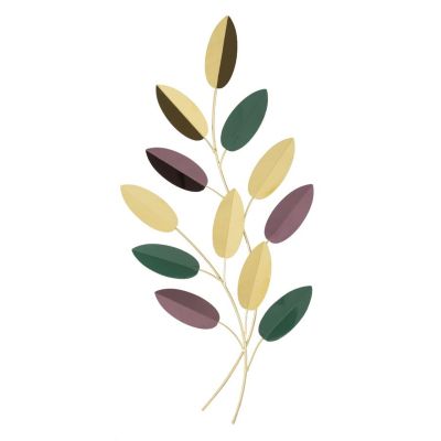 Kendra Home - Decorazione in Metallo 3D Foglie 2, Multicolore, 31x1,9x61 cm