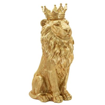 Kendra Home - Scultura Leone 1, Oro, 30x42x74 cm