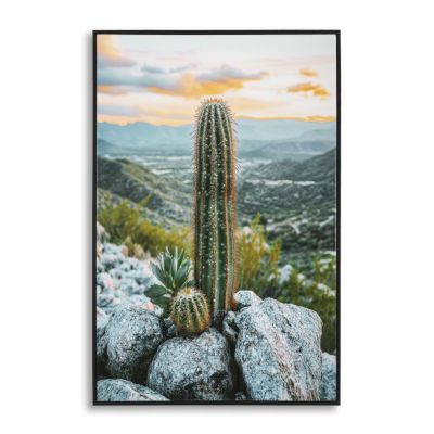 Kendra Home - Stampa su Tela con Cornice Cactus, Multicolore, 60x4x90 cm