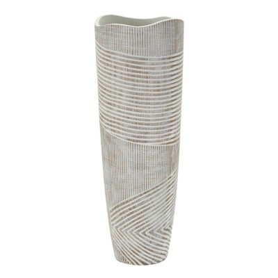 Kendra Home - Vaso Decorativo Linee, Bianco, 55x19x19 cm
