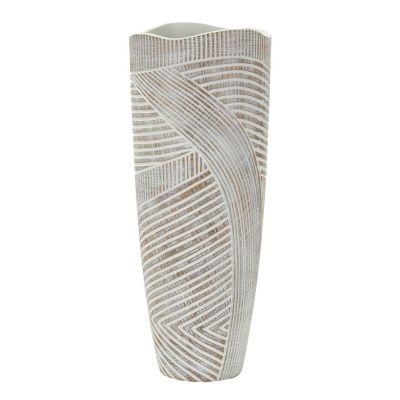 Kendra Home - Vaso Decorativo Linee, Bianco, 45x18x18 cm