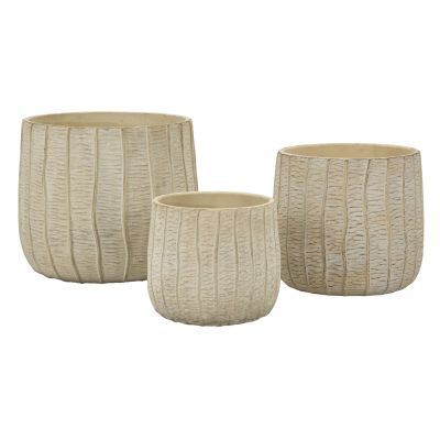 Kendra Home - Set di 3 Vasi Decorativi VKH773, Beige, 30,5x30,5x27 cm