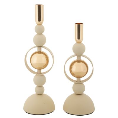 Kendra Home - Portacandela VKH927, Beige, 10x10x33 cm