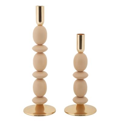 Kendra Home - Portacandela VKH930, Oro, 10x10x33,5 cm