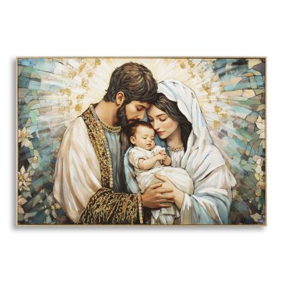 Kendra Home - Stampa su Tela con Cornice Natività, Multicolore, 122x4x82 cm