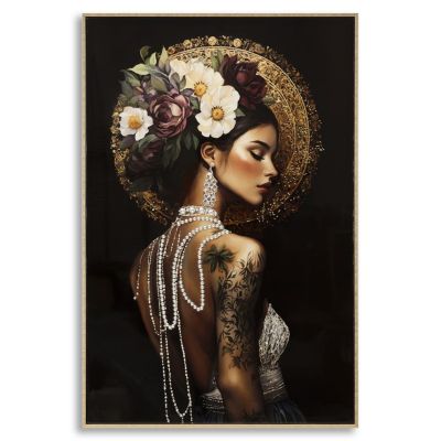 Kendra Home - Stampa su Tela con Cornice Donna 6, Multicolore, 62x3,5x92 cm