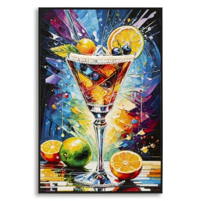 Kendra Home - Stampa su Tela con Cornice Cocktail, Multicolore, 62x3,5x92 cm