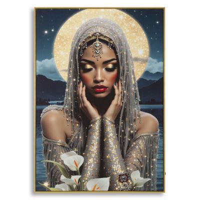 Kendra Home - Stampa su Tela con Cornice e LED Donna 12, Multicolore, 70x4x100 cm