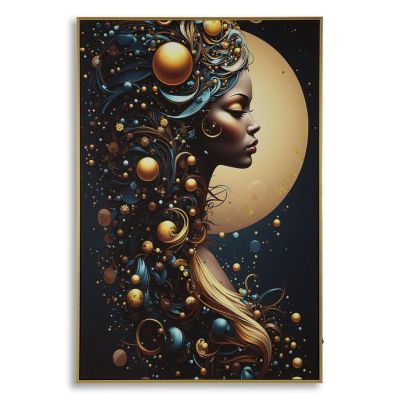 Kendra Home - Stampa su Tela con Cornice e LED Africa 31, Multicolore, 60x3,5x90 cm