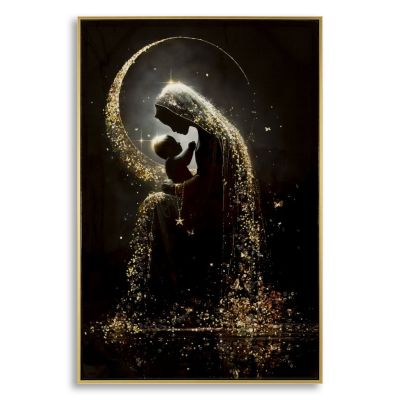 Kendra Home - Stampa su Tela con Cornice Natività, Multicolore, 60x3,5x90 cm