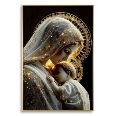 Kendra Home - Stampa su Tela con Cornice Natività, Multicolore, 60x3,5x90 cm