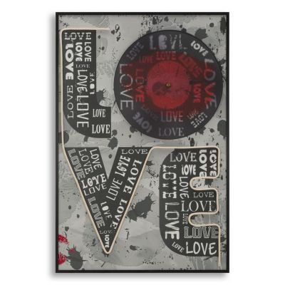 Kendra Home - Stampa su Tela con Cornice e LED Love, Multicolore, 60x3,5x90 cm