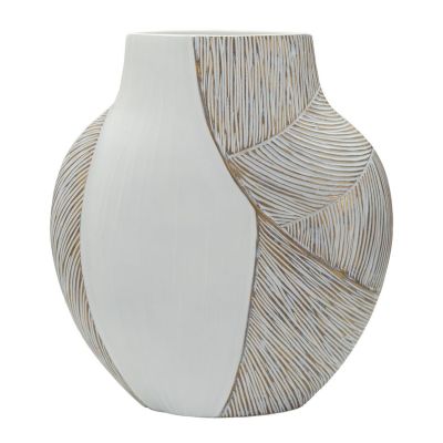 Kendra Home - Vaso Decorativo VKH1031, Bianco, 35x13,5x37,5 cm