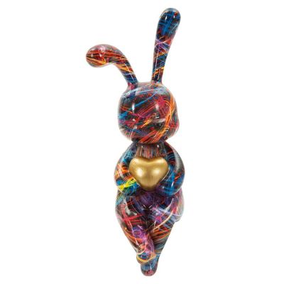 Kendra Home - Scultura Coniglio, Multicolore, 8x10x23 cm