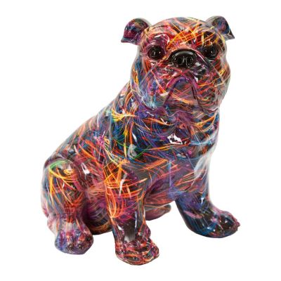 Kendra Home - Scultura Bulldog, Multicolore, 21,5x15,5x21 cm