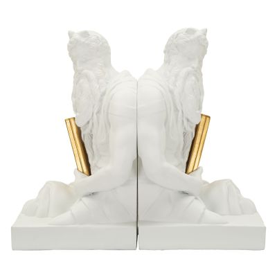 Kendra Home - Scultura Nettuno, Bianco, 25,5x15x22,3 cm