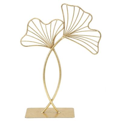 Kendra Home - Scultura Foglia 63, Oro, 25x8,5x35 cm