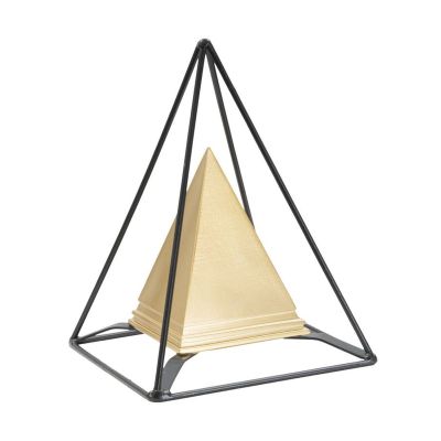 Kendra Home - Scultura Piramide 1, Oro, 15x15x19,5 cm