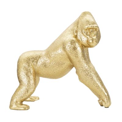 Kendra Home - Scultura Gorilla 3, Oro, 24,3x13,9x22,8 cm