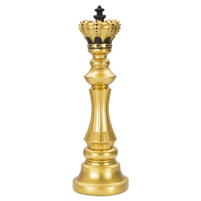 Kendra Home - Scultura Scacchi 8, Oro, 13x13x40,5 cm