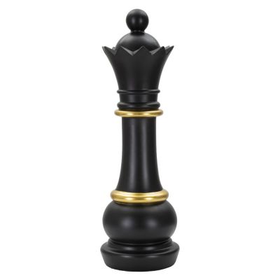 Kendra Home - Scultura Scacchi 3, Nero, 15x15x50 cm